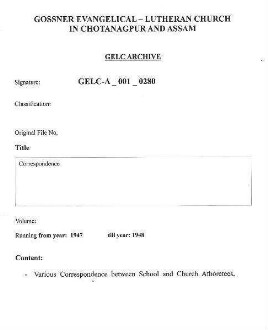 Correspondence with General Secretary