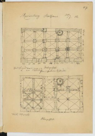 Rathaus, Marienburg: Grundriss EG, 1.OG (aus: Skizzen- und Fotoalbum 20)