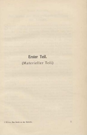 Erster Teil. (Materieller Teil.)