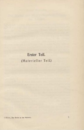 Erster Teil. (Materieller Teil.)