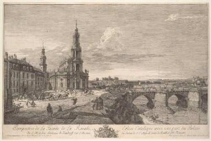 Dresden vom linken Elbufer oberhalb der Augustusbrücke (Die Hofkirche)