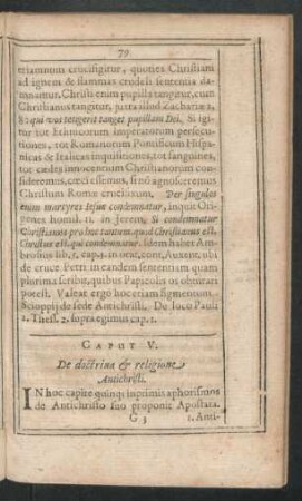 Caput V. De doctrina & religione Antichristi.