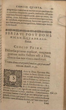 Feria VI. Post Dominicam II. qvadragesimae. Concio Prima [- Concio Qvinta.]
