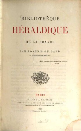 Bibliothèque héraldique de la France