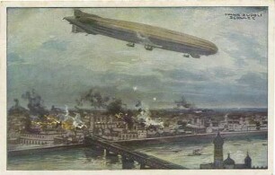 Luftschiff (Zeppelin) Schütte-Lanz bei Bombardierung von Warschau