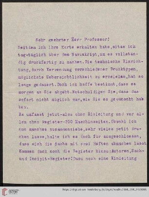 Brief von Fritz Saxl an Franz Boll