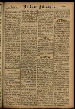 Zweite Ausgabe vom Samstag, den 22. April 1916.
