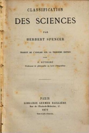 Classification des sciences