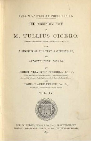 The correspondence of M. Tullius Cicero. 4