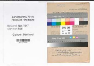 Entnazifizierung Bernhard Glander , geb. 10.01.1899 (Lehrer)