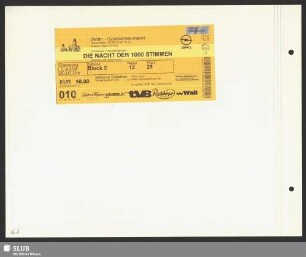 Eintrittskarte "Die Nacht der 1000 Stimmen", 05.07.2008