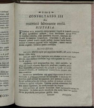 Consultatio III de matrona laborante mola