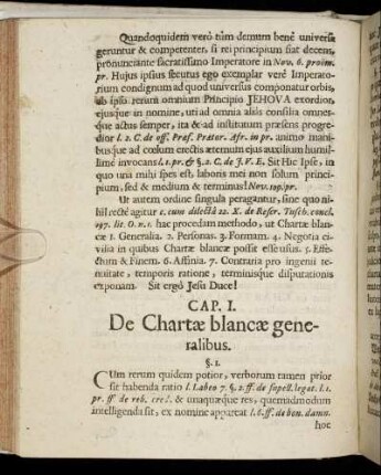 Cap I. De Chartæ blancæ generalibus.