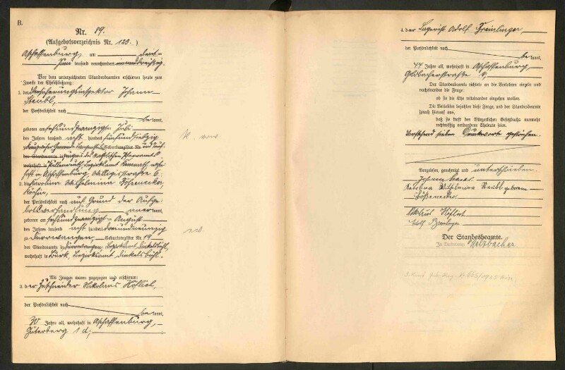 Standesamtsbuch der Stadt Aschaffenburg: Eheschließungen 252/1930 - 130/1931