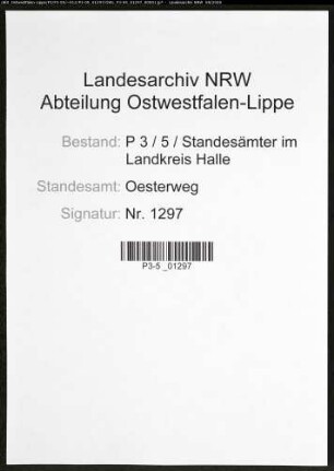 Sterberegister Standesamt Oesterweg
