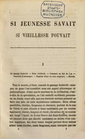 Si jeunesse savait, si vieillesse pouvait par Frédéric Soulié, 1
