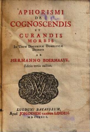 Aphorismi De Cognoscendis Et Curandis Morbis