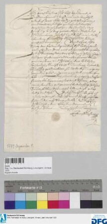 Ernst Gassner, kaiserlicher Diener, stellt der Stadt Nürnberg Quittung aus über 50 fl. Stadtsteuer.