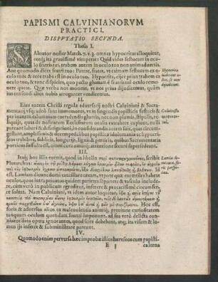Papismi Calvinianorum Practici. Disputatio Secunda.