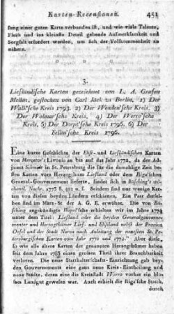 Liefländische Karten / gezeichnet von L. A. Grafen Mellin, gestochen von Carl Jäck zu Berlin