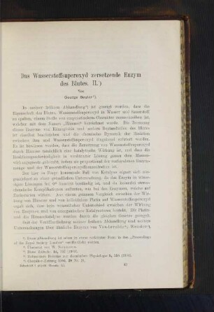 Das Wasserstoffsuperoxyd zersetzende Enzym des Blutes. II