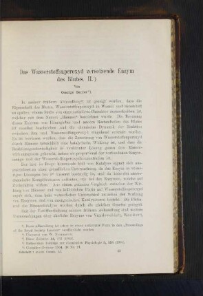 Das Wasserstoffsuperoxyd zersetzende Enzym des Blutes. II