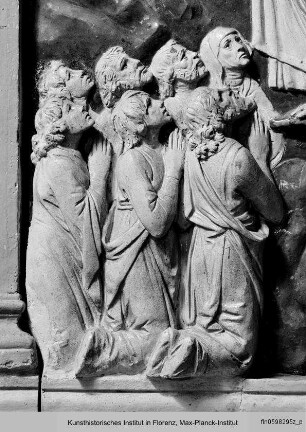 Kanzelrelief mit Abendmahl, Auferstehung und Himmelfahrt : Himmelfahrt