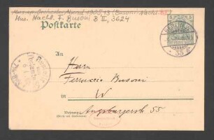 Postkarte an Ferruccio Busoni : 05.01.1905