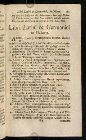 61-121, Libri Latini & Germanici in Octavo
