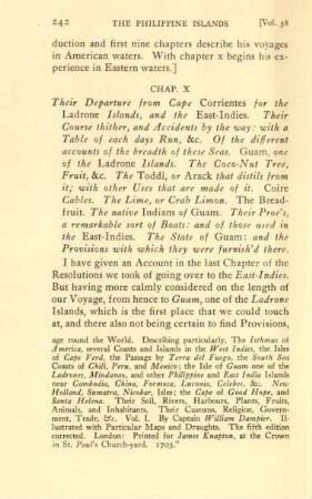 Chap. X. Their departure from Cape Corrientes for the Ladrone Islands, ...