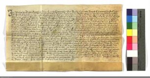 Der D.O. zu Marburg belehnt den Ludwig Crafft zu Marburg mit einem Gartenteil am Weinberg neben der Ketzerbach.