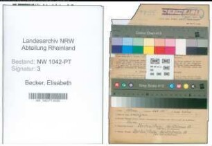 Entnazifizierung Elisabeth Becker , geb. 12.12.1899 (Postsekretaerin)