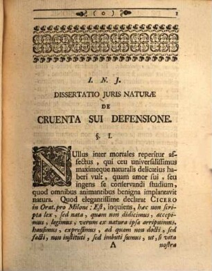 Dissertatio Juris Naturae De Cruenta Sui Defensione, 1