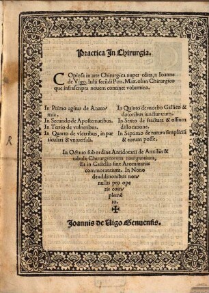 Practica in Chirurgia : In Primo agitur de Anatomia, In Secundo ... ;