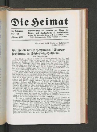 Sippen=forschung in Schleswig=Holstein.