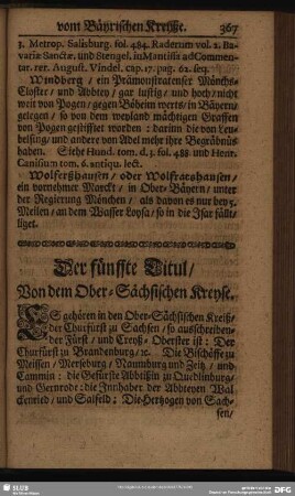 Der fünffte Titul, Von dem Ober-Sächsischen Kreyse