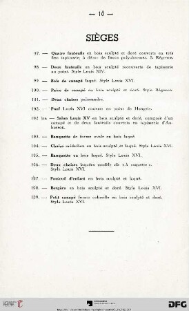 Sièges (Nr. 97-109)