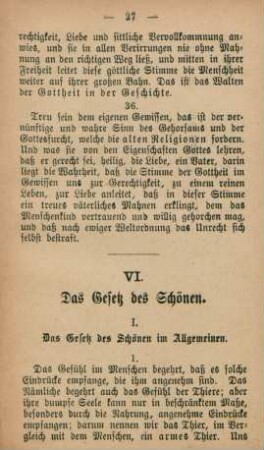 VI. Das Gesetz des Schönen