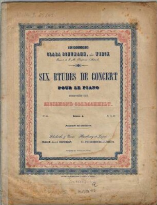 Six Études de concert : pour le piano ; oeuvr. 4