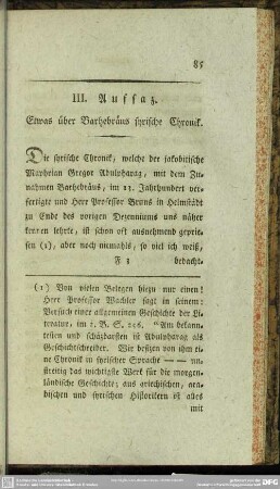 III. Aufsaz. Etwas über Barhebräus syrische Chronik