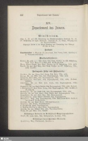 XV. Departement des Innern