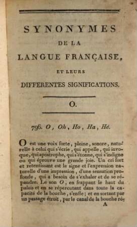 Dictionnaire universel des synonymes de la langue française, 3. [O - V]