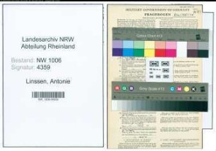 Entnazifizierung Antonie Linssen , geb. 20.12.1891 ()