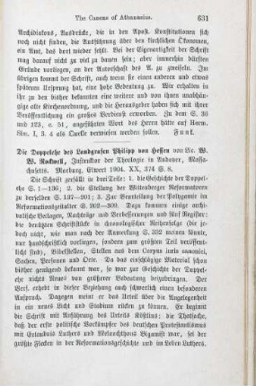 631-632 [Rezension] Rockwell, William Walker, Die Doppelehe des Landgrafen Philipp von Hessen
