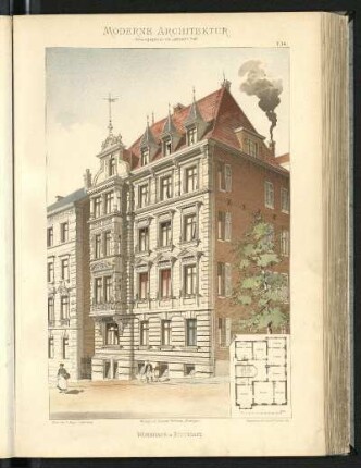 Wohnhaus in Stuttgart, Architekt E. Mayer, Stadtbaurat. Grundriss Erdgeschoss