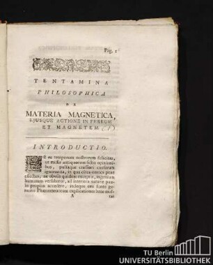 Tentamina Philosophica De Materia Magnetica, Ejusque Actione In Ferrum Et Magnetem.