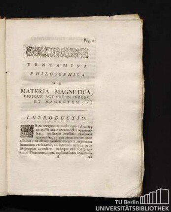 Tentamina Philosophica De Materia Magnetica, Ejusque Actione In Ferrum Et Magnetem.