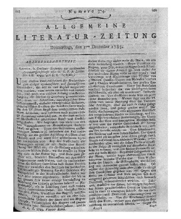 Lentin, Leberecht Friedrich Benjamin: Beyträge zur ausübenden Arzneywissenschaft / von Leberecht Friedrich Benjamin Lentin. - Leipzig : Crusius Bd. 1. - 1789