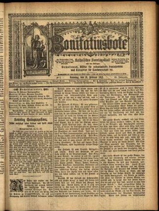 Erste Ausgabe vom Sonntag, den 18. Februar 1912.