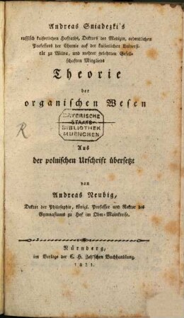 Theorie der organischen Wesen